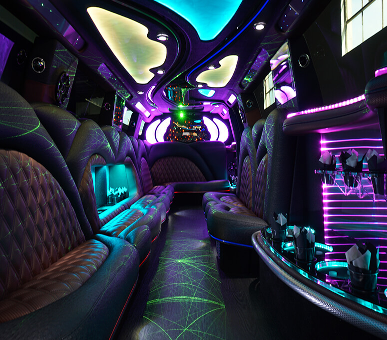 party bus transportation with limo style seating
